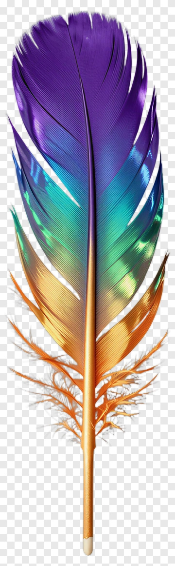 Colorful Feather With Gradient Shades PNG