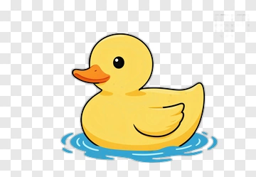 Cartoon Rubber Duck Floating In Water PNG