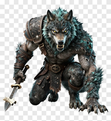3D Werewolf Holding A Sword PNG