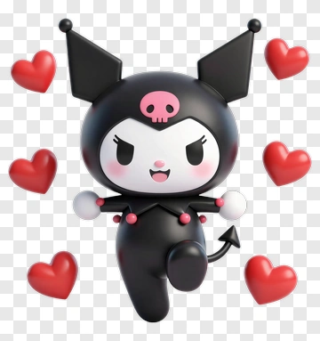Kawaii Character Surrounded By Hearts PNG