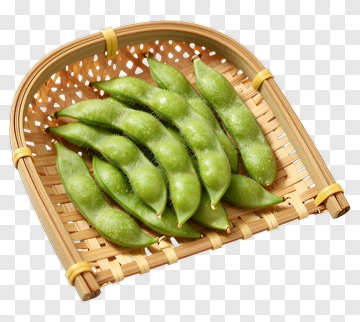 Bamboo Basket Filled With Edamame PNG