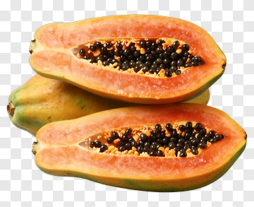 Papaya Fruit Halves With Seeds PNG