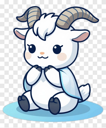 Cute Cartoon Goat Sitting PNG