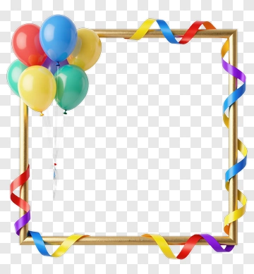 Colorful Balloon Frame With Ribbons PNG