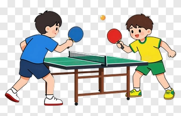 Cartoon Boys Playing Table Tennis PNG