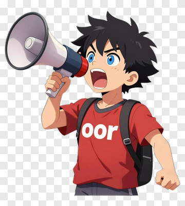 Cartoon Boy Holding A Megaphone PNG