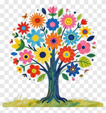 Colorful Flower Tree PNG