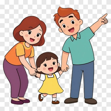 Happy Family Holding Hands PNG