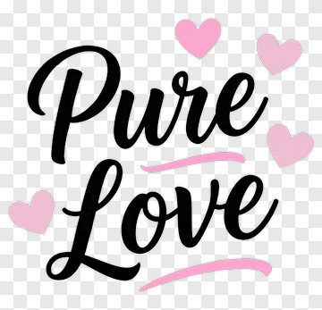 Pure Love Text With Hearts PNG