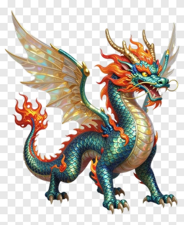 Colorful Dragon With Wings PNG