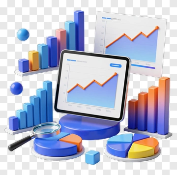 3D Data Visualization With Graphs And Charts PNG