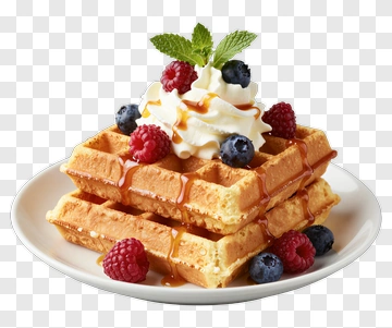 Delicious Waffles Topped With Berries And Whipped Cream PNG