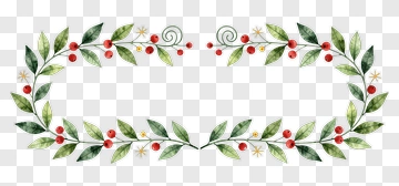 Decorative Greenery Frame With Red Berries PNG