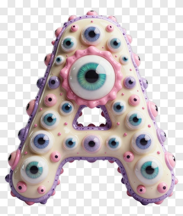 Colorful Monster Letter A With Eyes PNG