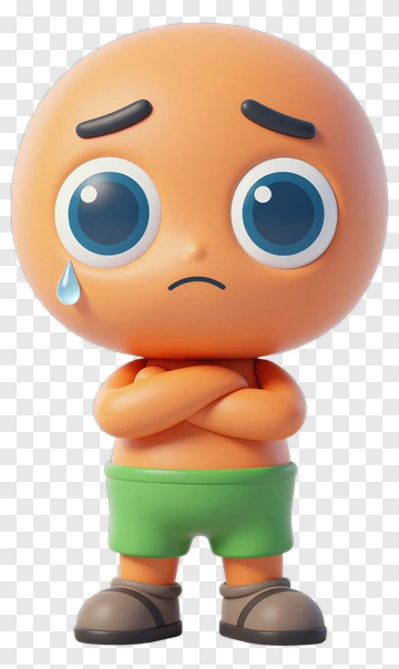 Sad Cartoon Character With Green Shorts PNG