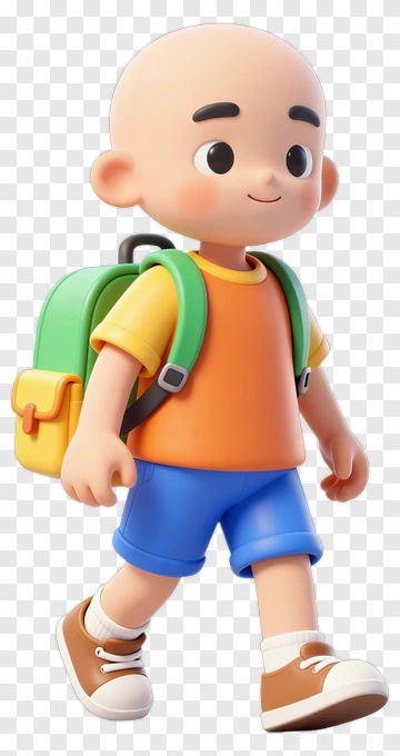 Cartoon Boy Walking With A Backpack PNG