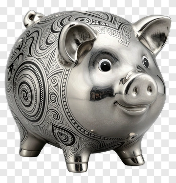 Decorative Piggy Bank With Intricate Design PNG