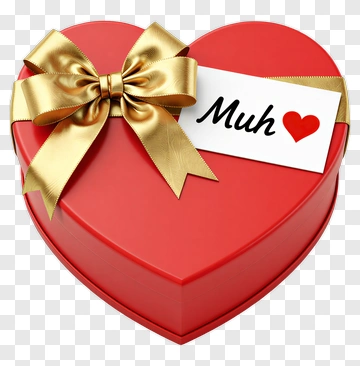 Red Heart-Shaped Gift Box With Gold Ribbon PNG
