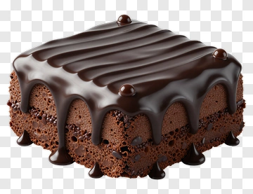 Chocolate Cake Slice With Dripping Ganache PNG