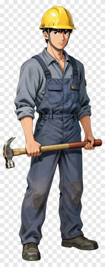 Construction Worker Holding A Hammer PNG