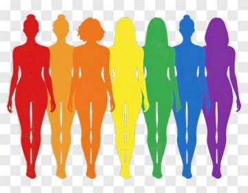 Silhouette Women In Rainbow Colors PNG