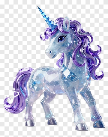 3D Unicorn With Sparkling Mane PNG