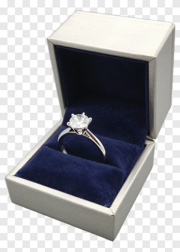 Silver Engagement Ring In A Jewelry Box PNG
