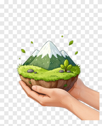 Hands Holding A Small Mountain Landscape PNG