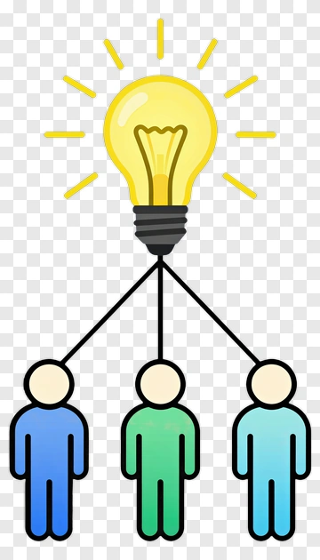 Light Bulb Representing Ideas Shared Among People PNG