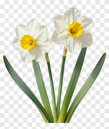 White Daffodil Flowers PNG