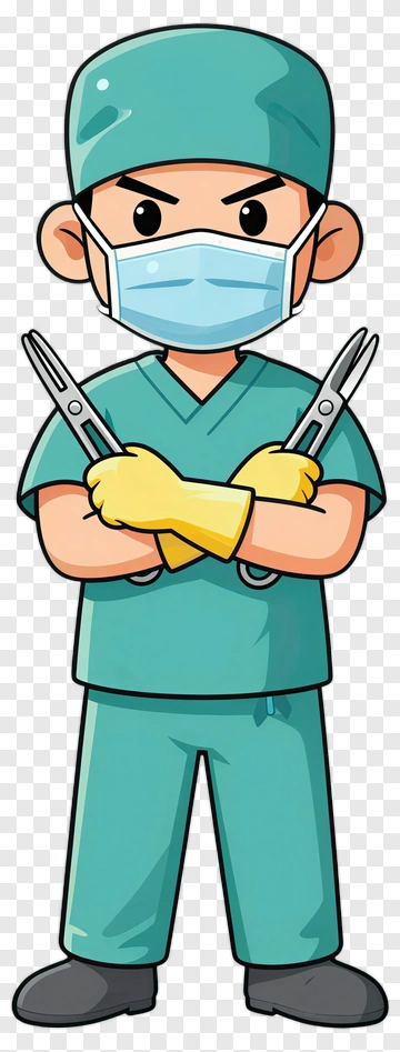 Cartoon Surgeon Holding Scissors PNG