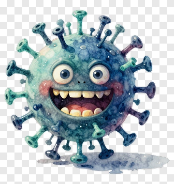 Cartoon Virus Character With A Happy Face PNG