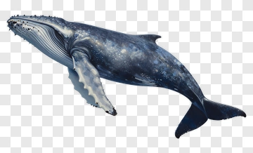 3D Humpback Whale Swimming PNG