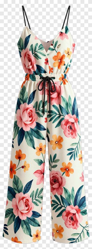 Floral Print Jumpsuit PNG