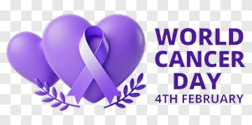 World Cancer Day With Purple Hearts And Ribbon PNG
