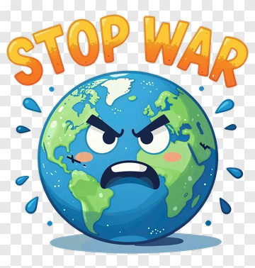 Angry Earth With Stop War Message PNG