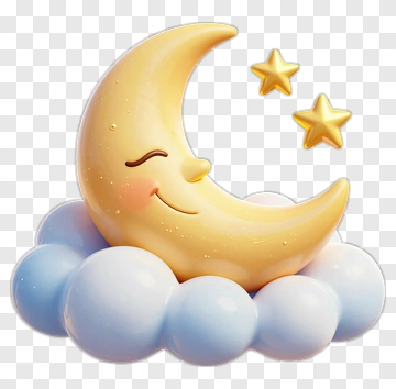 Smiling Moon With Stars On A Cloud PNG