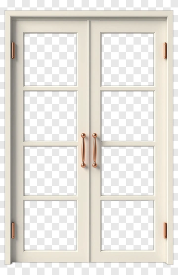 Double Door With Glass Panels PNG
