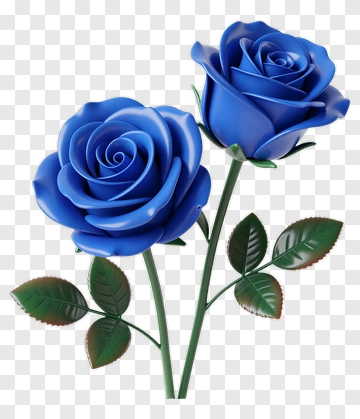Blue Roses With Green Leaves PNG