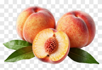 Fresh Peaches With Leaves PNG