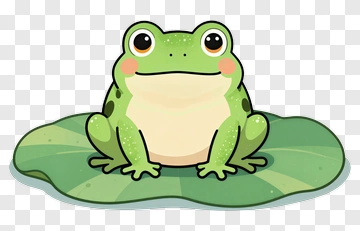 Cartoon Frog Sitting On A Lily Pad PNG
