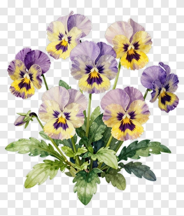 Colorful Pansy Flower Bouquet PNG