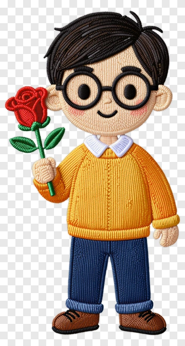 Boy Holding A Rose PNG