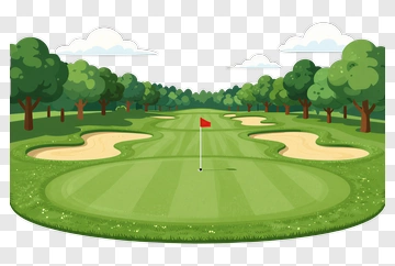 Golf Course Landscape With Greenery And Sand Traps PNG