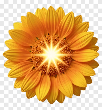 Realistic Sunflower With Bright Center PNG