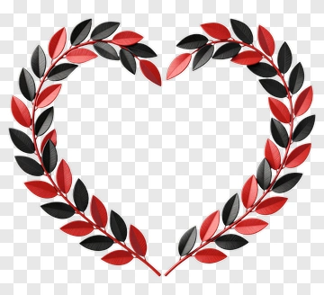Red And Black Leaf Heart Wreath PNG