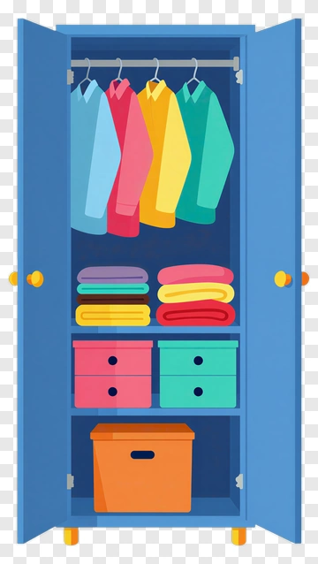 Colorful Closet With Clothes And Towels PNG