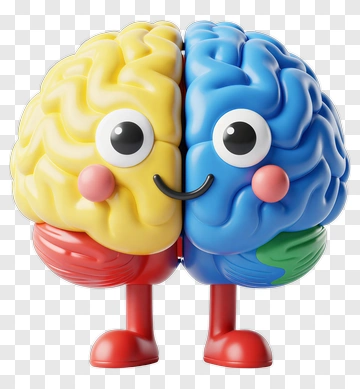 Cartoon Brain Character With Colorful Features PNG