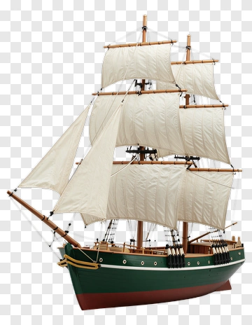 Sailing Ship With White Sails PNG