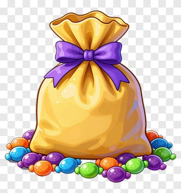 Cartoon Candy Bag With Colorful Sweets PNG